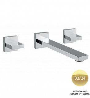 Смеситель для раковины встраиваемый на три отверстия, золото Cezares UNIKA-BLI3-03/24